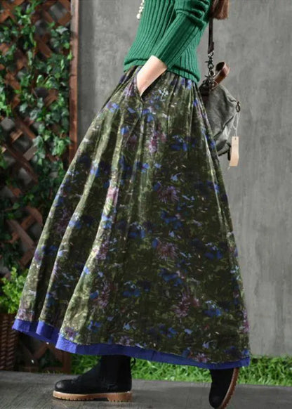 Velour Black Texture Skirt Maxi Length