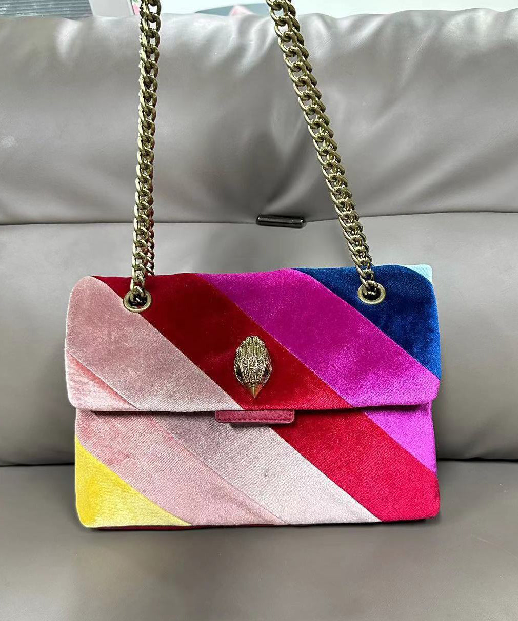 Polychrome Velour Chain Linked Shoulder Bags