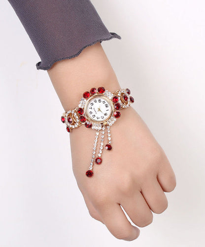 Style Red Alloy Zircon Tassel Watches
