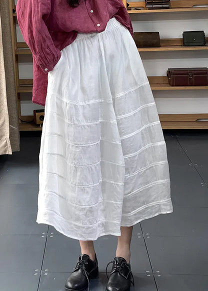Unique Black Striped Patchwork Elastic Waist Maxi Skirts