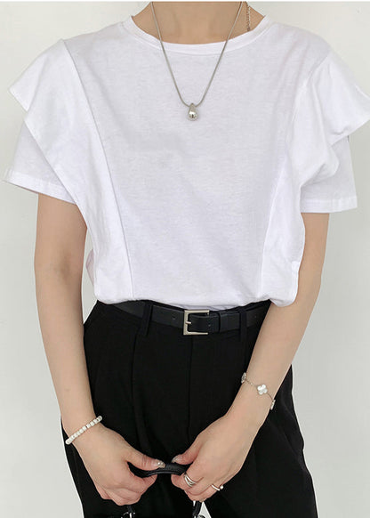White Ruffled Patchwork Cotton Tanks Summer