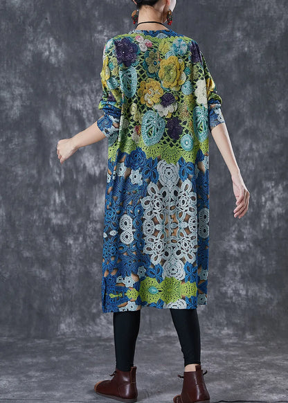 Modern Green Print Knit Maxi Dresses Spring