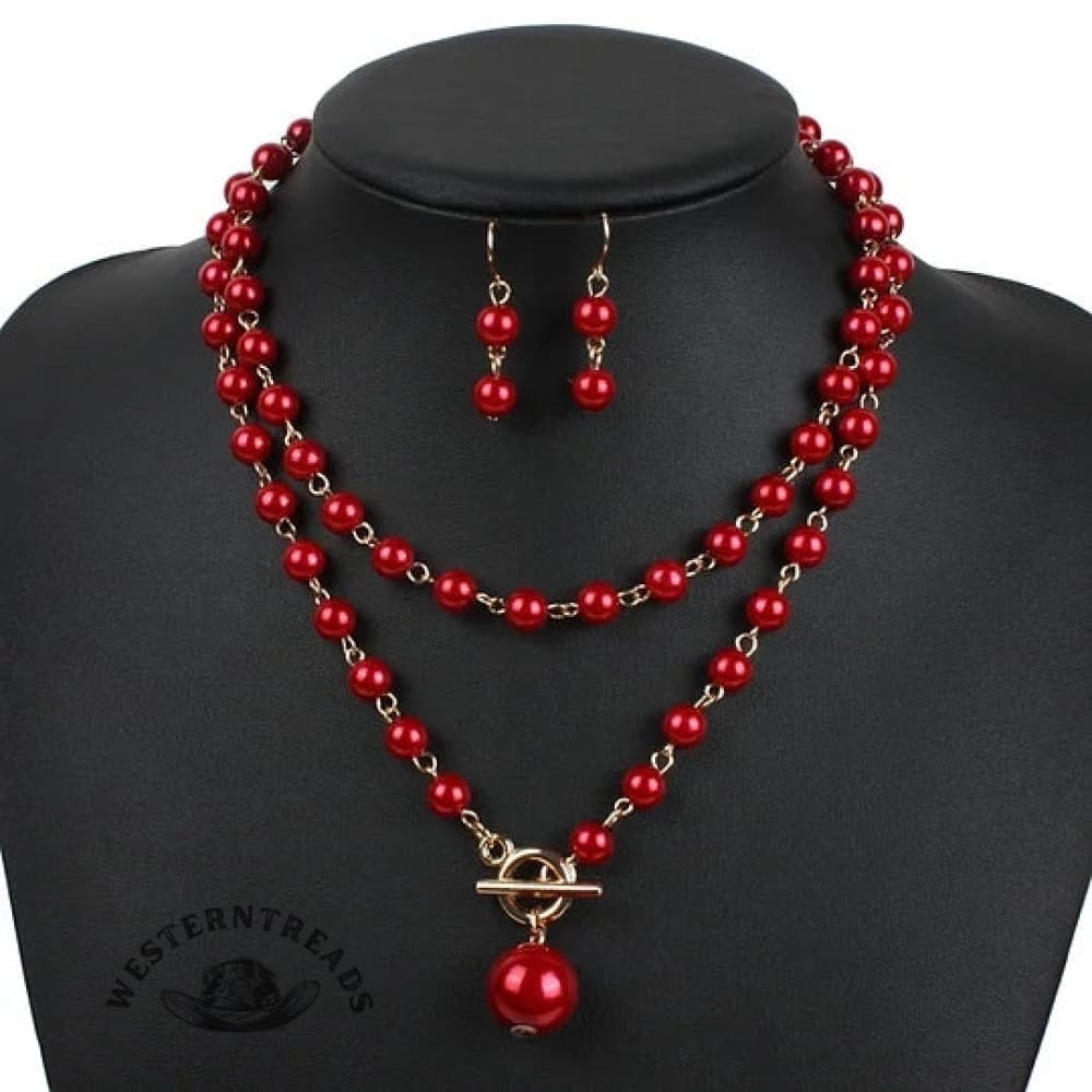 Pearl Necklace Earring Set