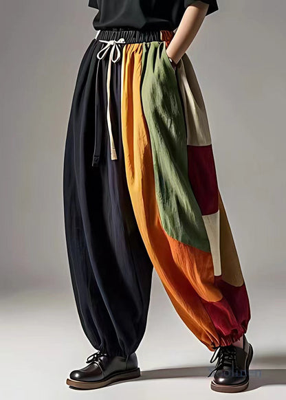 Black Tie Waist Pockets Wide Leg Pants
