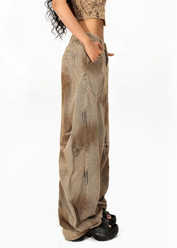 Patchwork Tie Dye Wide Leg Jeans Summer