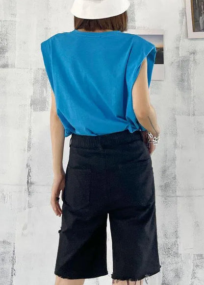 Black High Waist Hole Shorts Pants