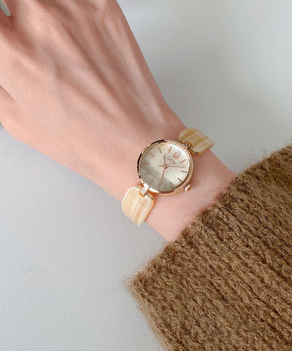 Apricot Alloy Quartz Movement Hardlex Crystal Watches