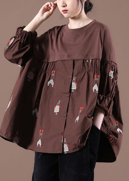 Button Autumn Style Tunics for Chocolate Tops