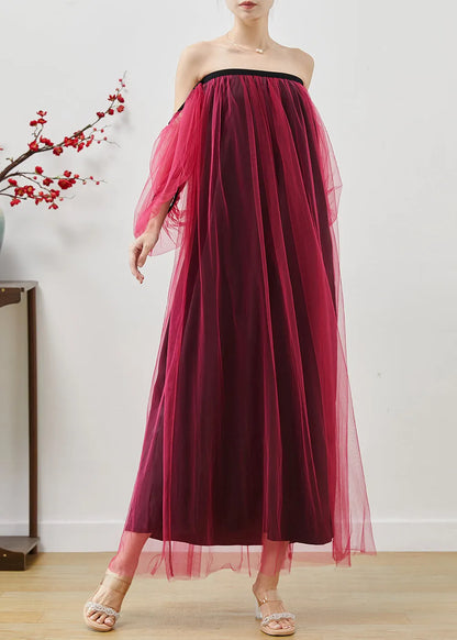 Mulberry Backless Tulle Beach Dresses Summer