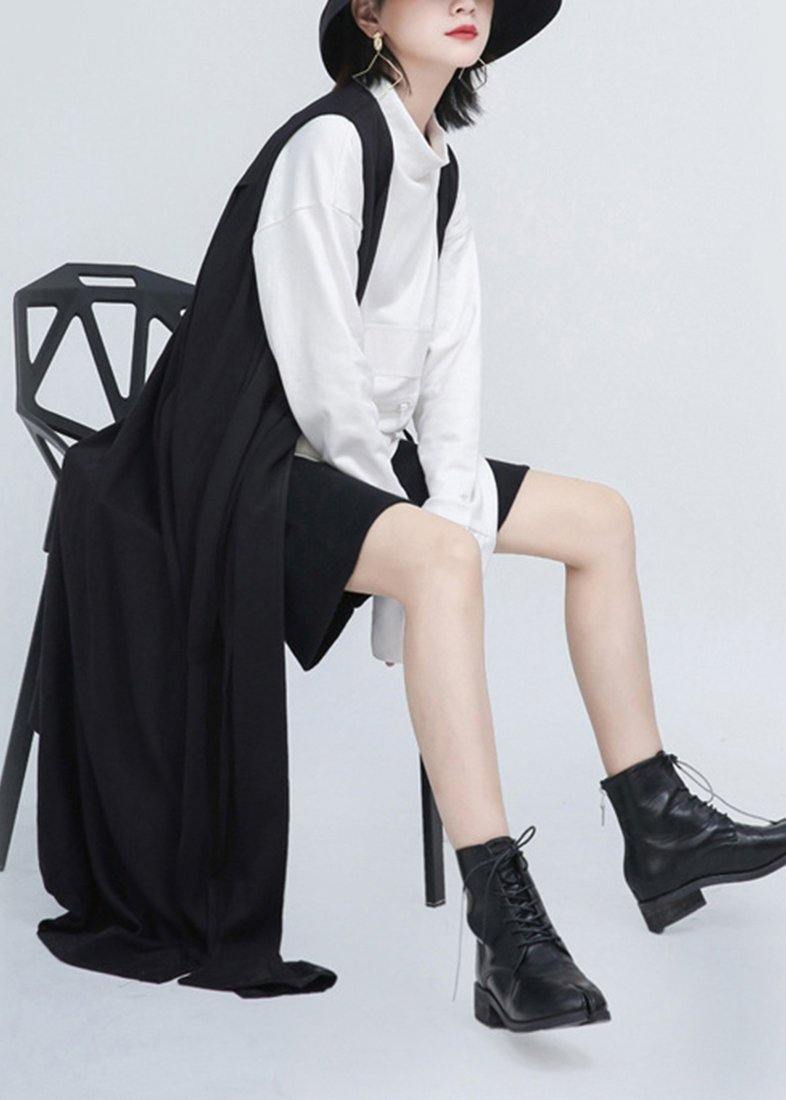 Summer New Black Sleeveless Loose and Long Waistcoat