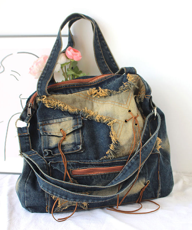 Tassel Large Capacity Denim Satchel Bag Handbag