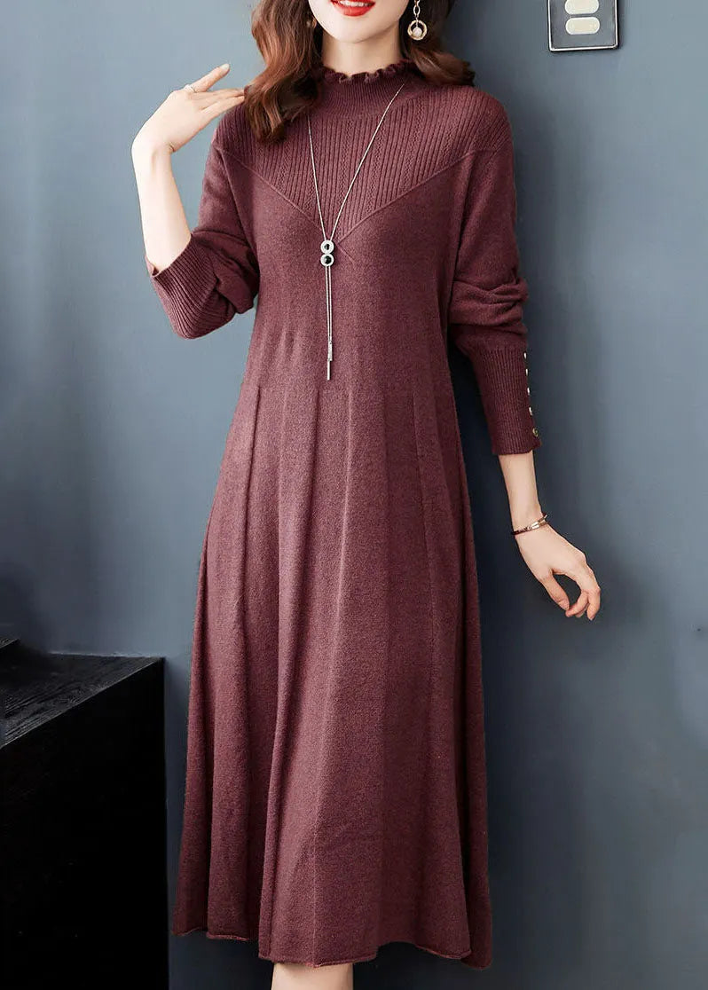 Mulberry Ruffled Exra Large Hem Knit Sweater Dress Winter