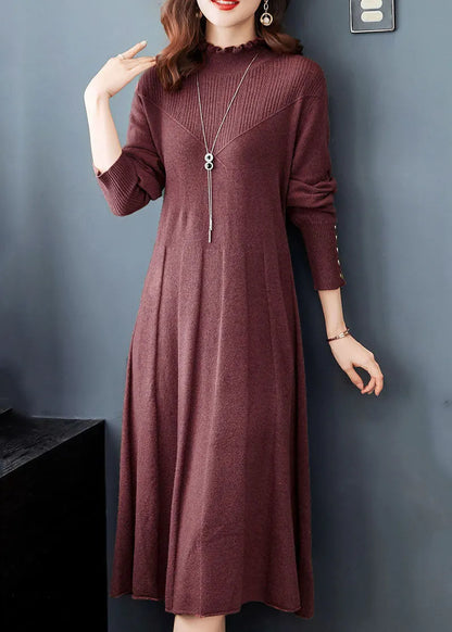 Mulberry Ruffled Exra Large Hem Knit Sweater Dress Winter