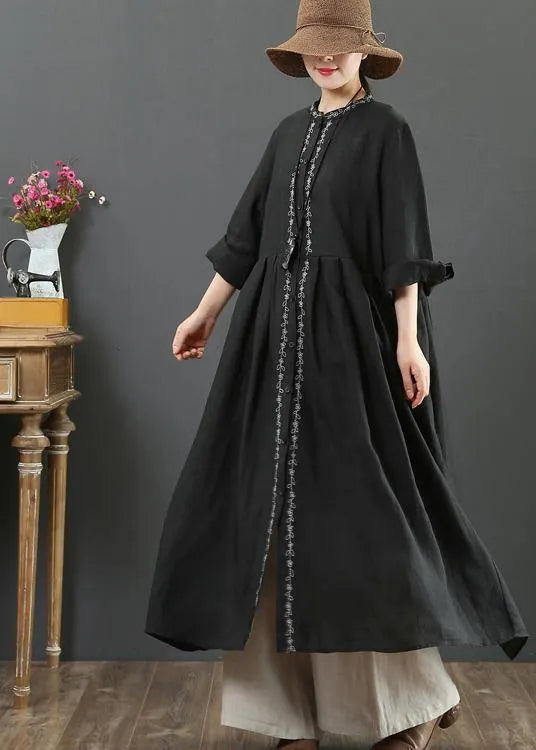 Black Clothes O Neck Cinched a Line Spring Dresses