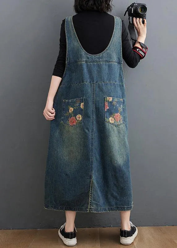 Denim Blue Print Dress Fall Denim Dress