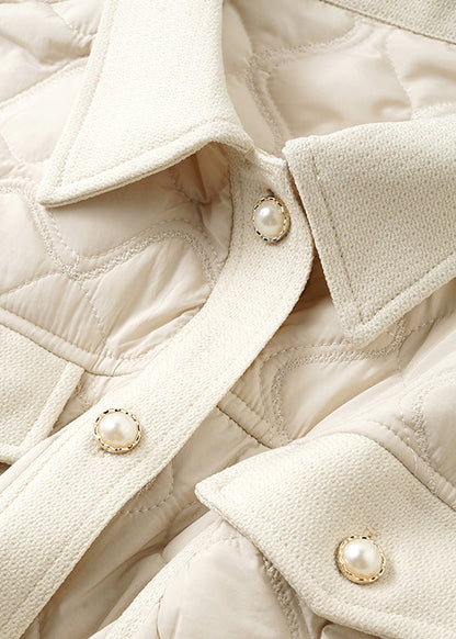 Apricot Peter Pan Collar Button Cotton Filled Coat Long Sleeve