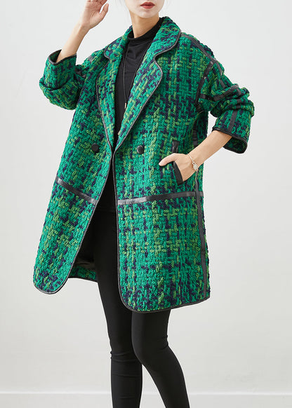 Green Oversized Patchwork Cotton Coat Outwear Fall