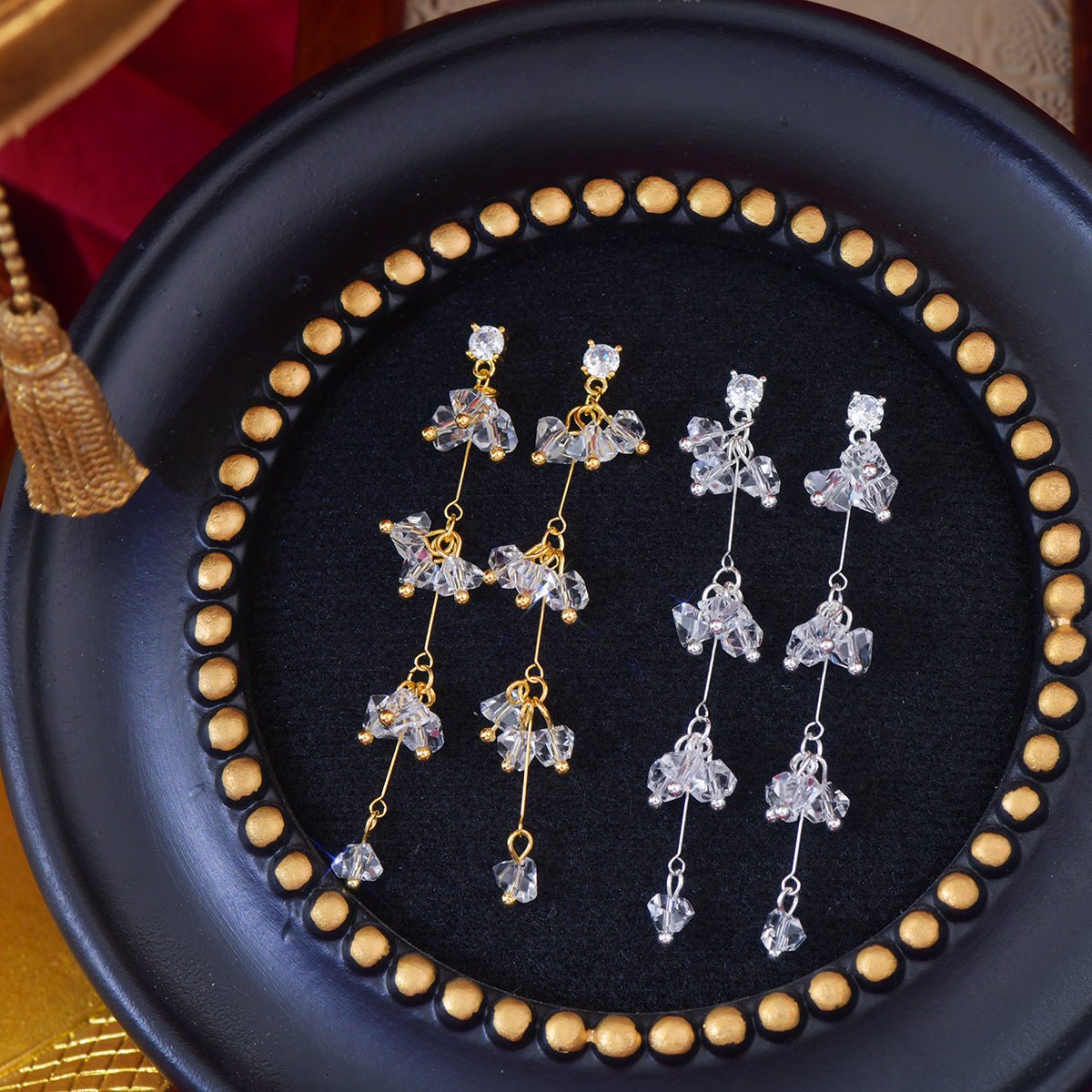 Elara Crystal Earrings in Gold