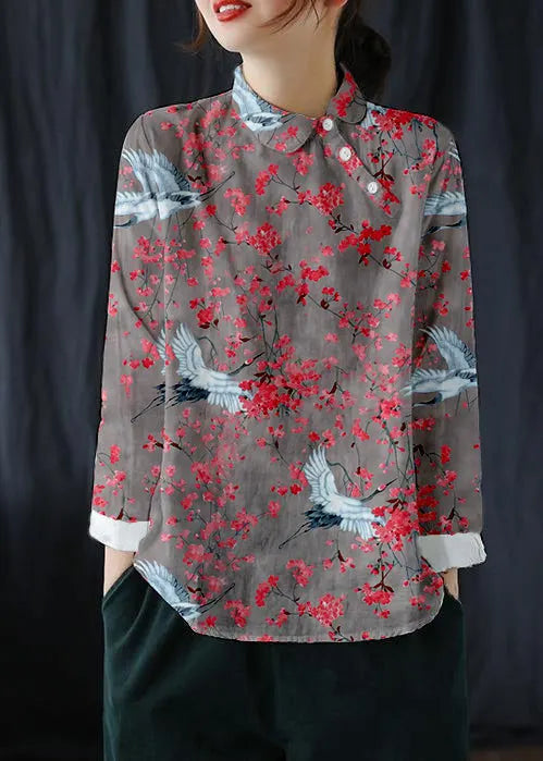 White Texture Clothes Lapel Button Down Spring Blouses