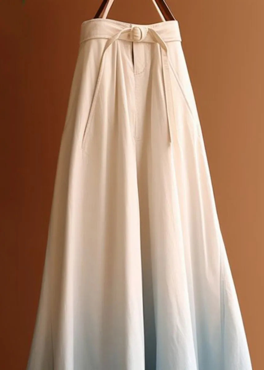 Art Gradient Color High Waist Denim Maxi Skirts Summer