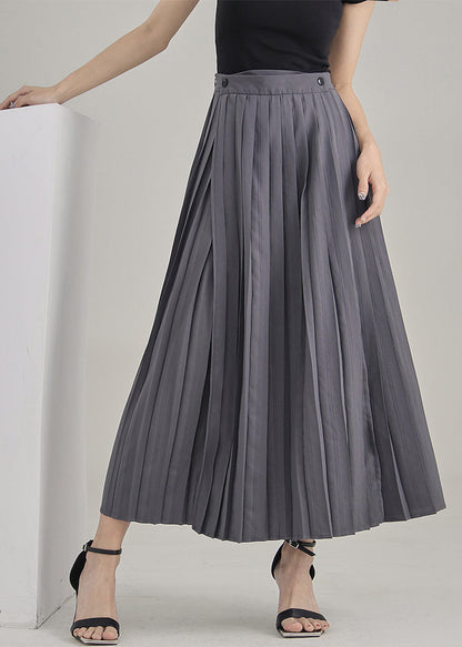 Stylish Grey Patchwork Wrinkled Skirt Spring
