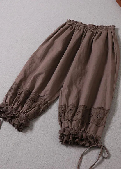 Chocolate Lace Patchwork Lantern Pants Spring