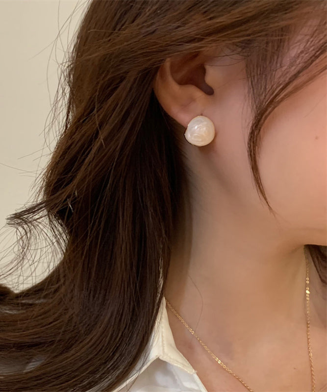 Diy White Sterling Silver Alloy Enamel Stud Earrings