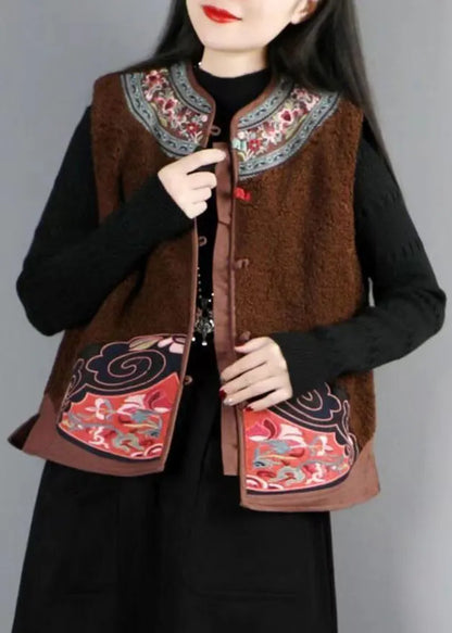 Black Button Patchwork Teddy Faux Fur Waistcoat Sleeveless