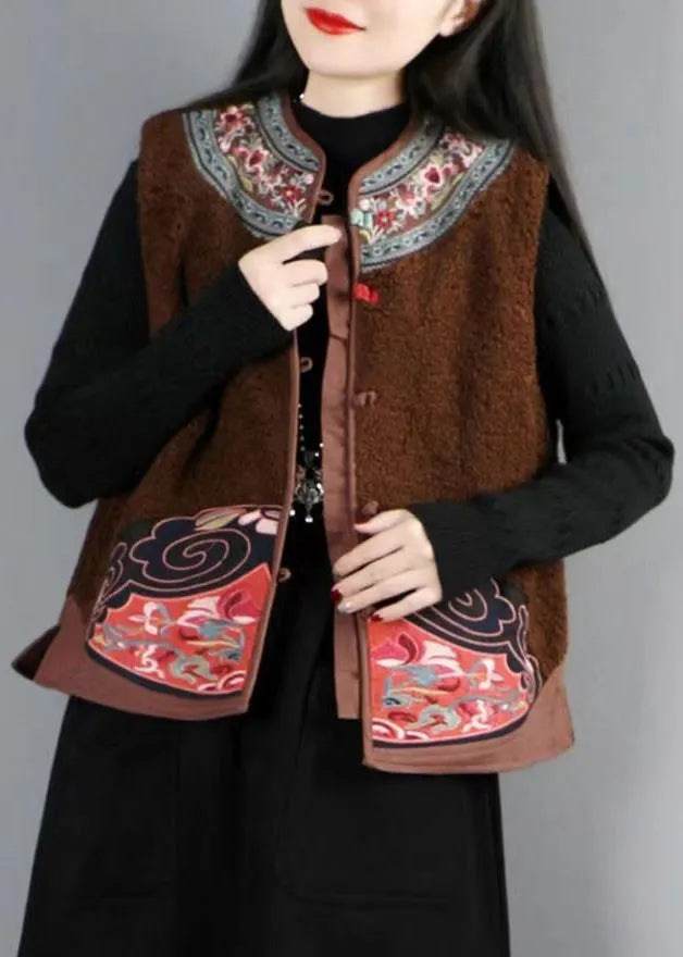 Black Button Patchwork Teddy Faux Fur Waistcoat Sleeveless