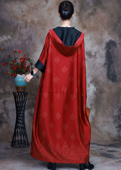 Red Satin Trench Coats Asymmetrical Design Button Spring