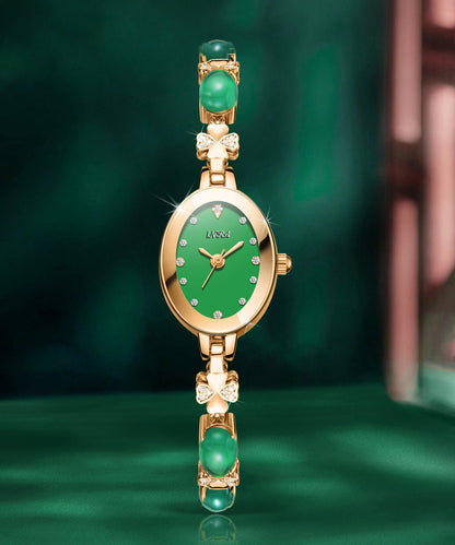 Green Alloy Zircon Tempere Glass Watches