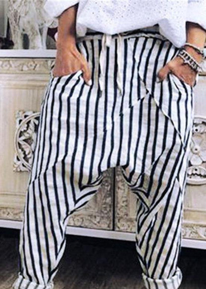 Striped Elastic Waist Trouser Pants