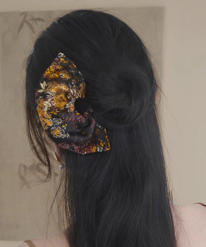 Black Copper Tiger Eye Stone Embroidery Fan-shaped Hairpin