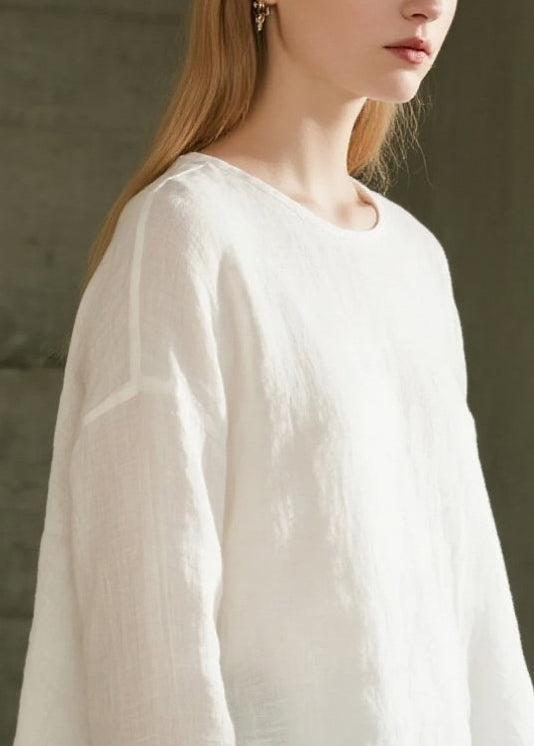 White Oversized Cotton Fake Two Piece Shirts Spring