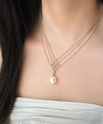 Original Design Gold Copper Overgild Pearl Pendant Necklace