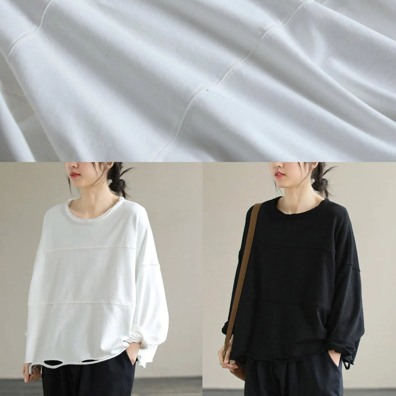 Classy White Cotton Blouses for O Neck Daily Spring Top