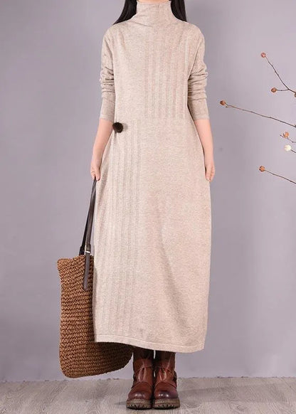 High Neck Spring Dresses Wardrobes Beige Dress