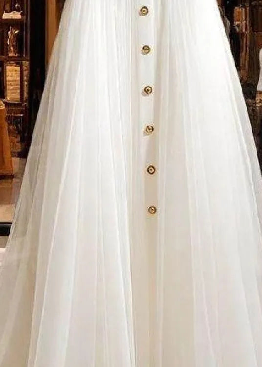 White High Waist Wrinkled Patchwork Tulle Skirt Fall