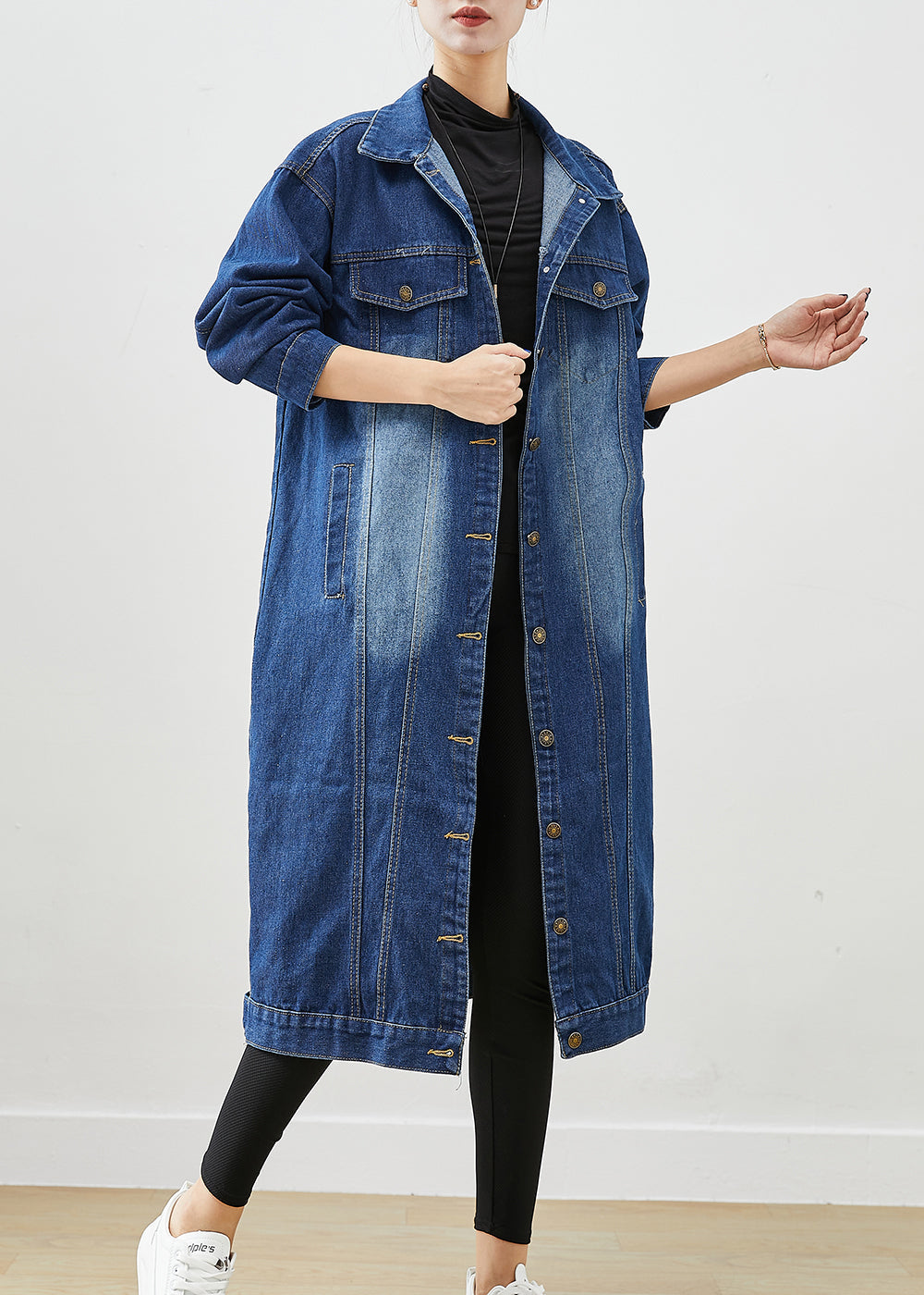Blue Oversized Button Down Denim Trench Fall