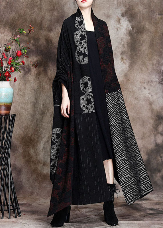 Fitted Retro Print Patchwork Asymmetrical Design Fall Cardigan