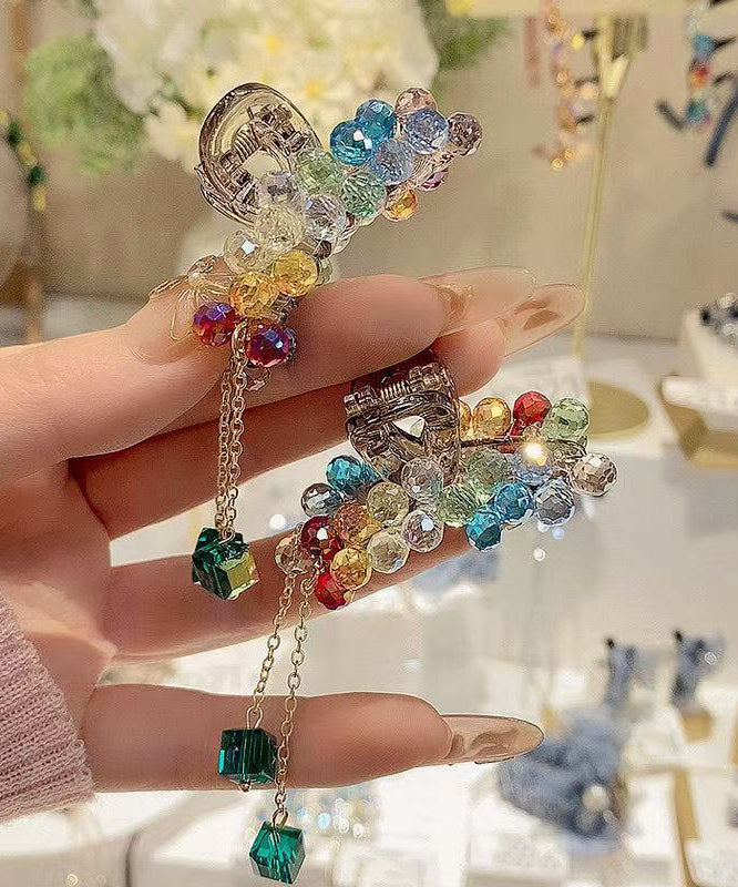 Rainbow Acrylic Crystal Tassel a Pair Hairpin