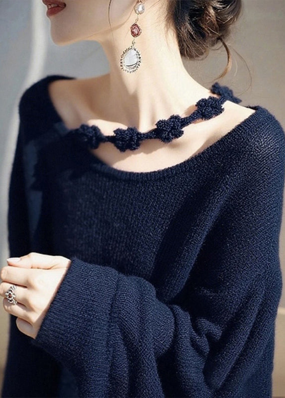 Purple O-neck Cozy Knit Sweater Fall