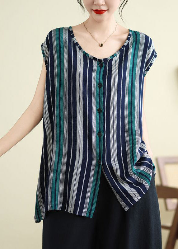 Striped O-neck Long Tank Summer
