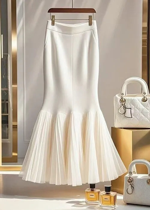 Loose White Tulle Patchwork Fishtail Skirts Spring