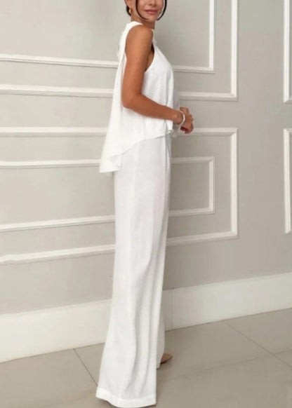 Style Apricot Low High Design Cotton Two Piece Set Clothing Sleeveless