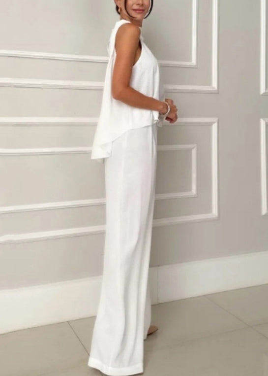 Style Apricot Low High Design Cotton Two Piece Set Clothing Sleeveless