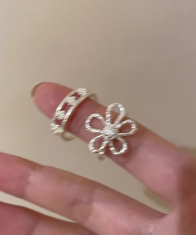 Gold Alloy Hollow Out Rings Two Piece Set