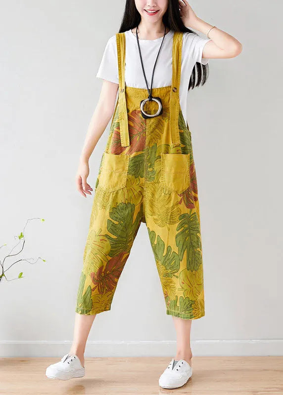 Yellow Pockets Print Jumpsuit Summer