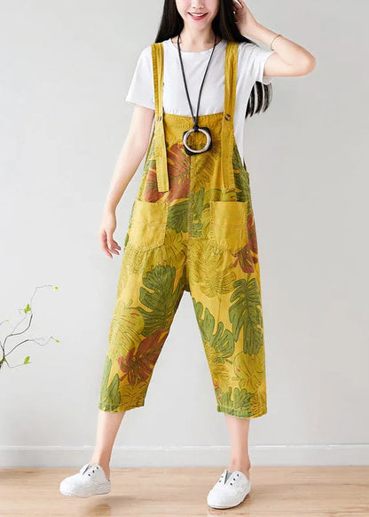 Yellow Pockets Print Jumpsuit Summer