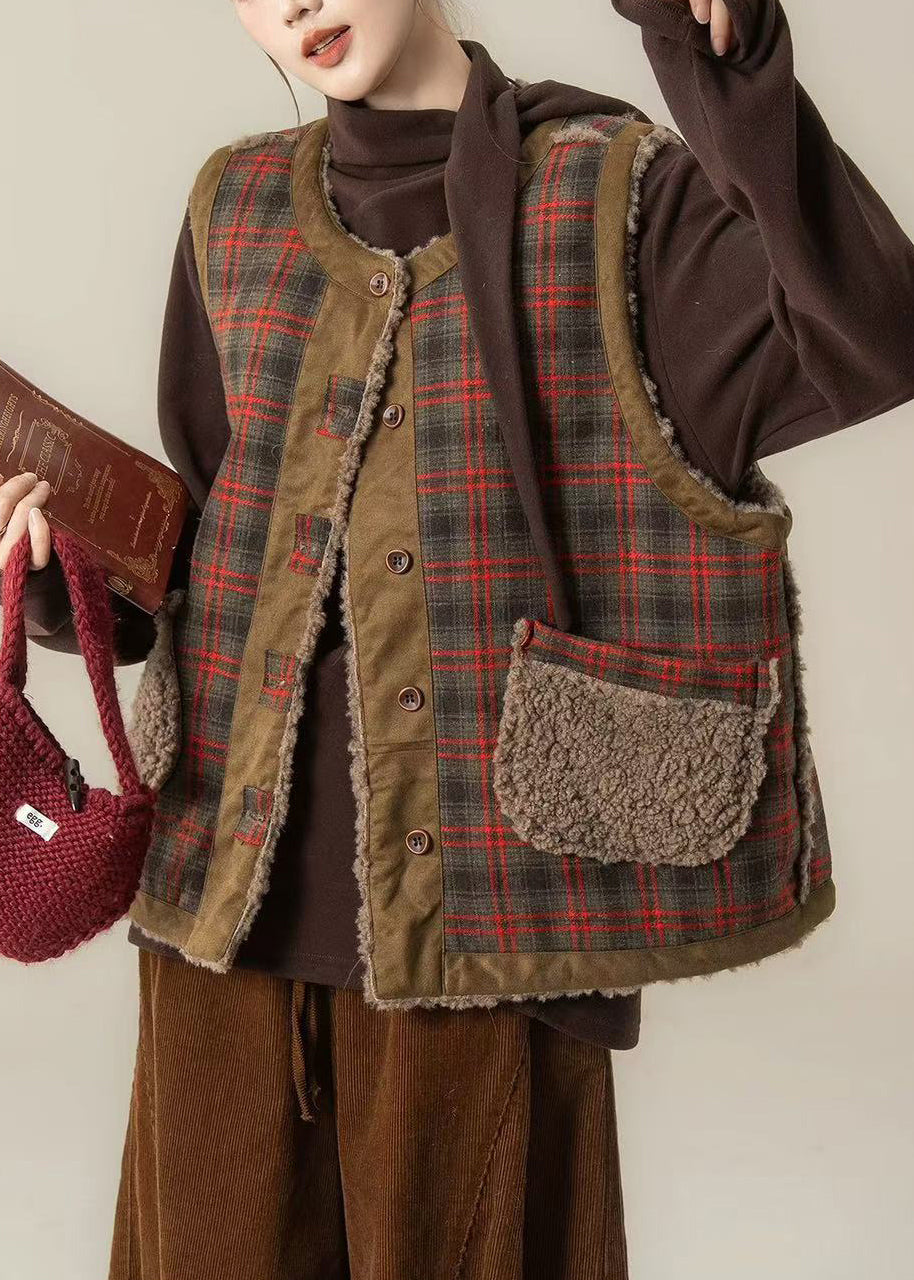 Art Brown Oversized Wear on Both Sides Teddy Vest Jacket Winter